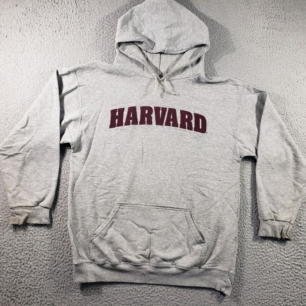 Vintage Harvard Hoodie Men's Medium Gray Dodger Pullover Fleece Sweatshirt USA